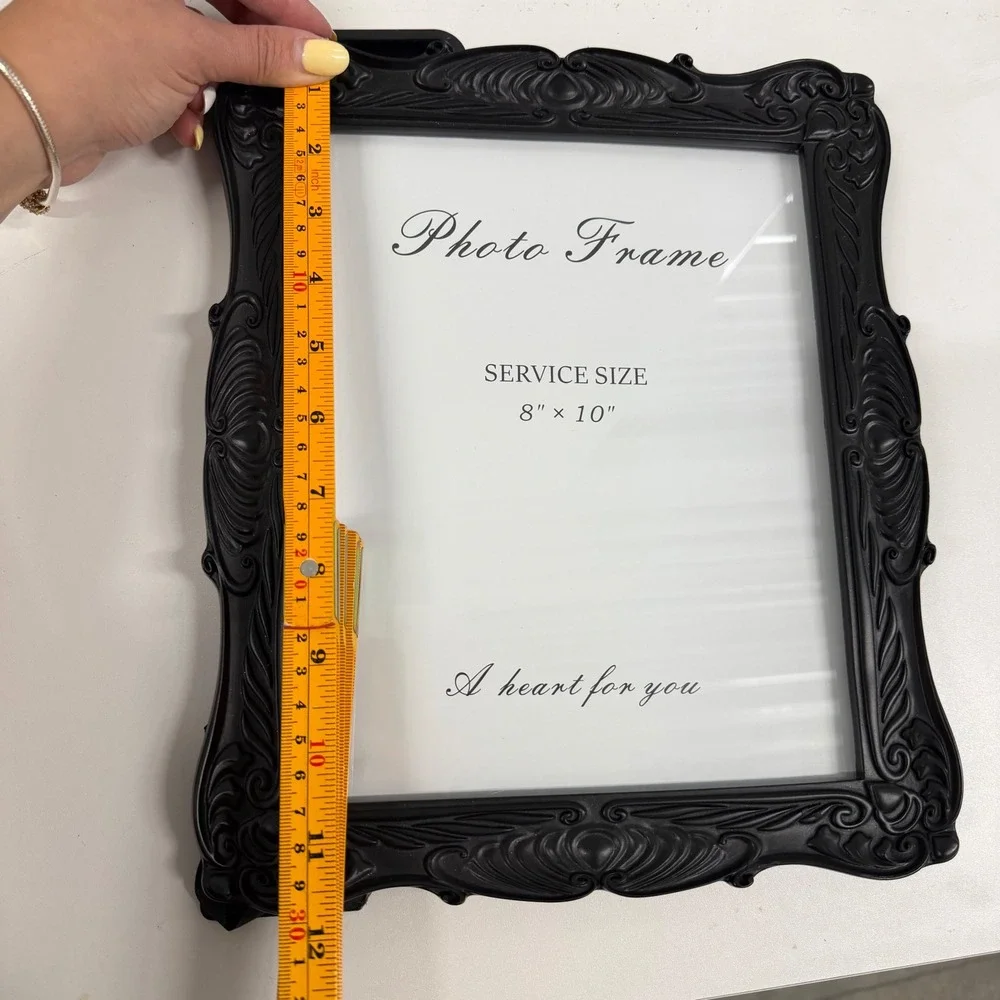 Black Ornate Baroque 8x10 Photo Frame Vintage Style Scroll Tabletop Wall Mount